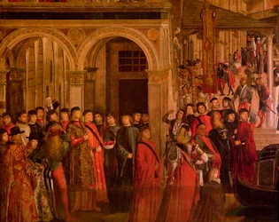 Het wonder van het relikwie van het ware kruis op de Rialtobrug, detail